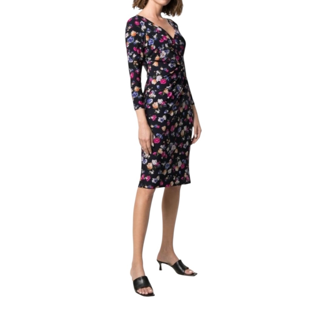 LAUREN RALPH LAUREN Cleora Front Twist Sheath Dress V-Neck 3/4 Sleeve NWT - Picture 2 of 13